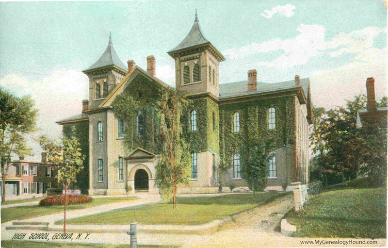 Geneva, New York, High School, vintage postcard, historic photo Geneva, New York, High School, vintage postcard, historic photo