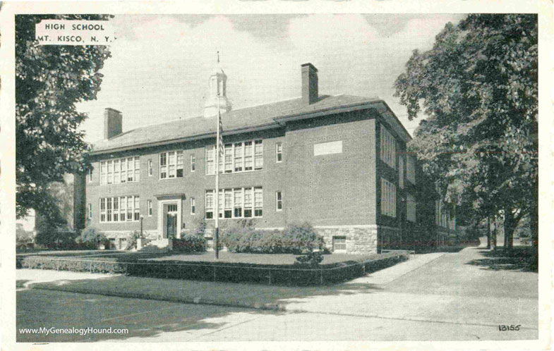 Mount Kisco, New York, High School, vintage postcard photo