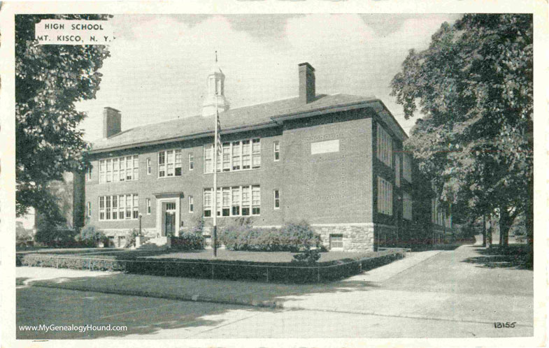 Mount Kisco, New York, High School, vintage postcard photo
