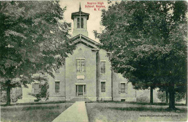 Naples, New York, Naples High School, vintage postcard photo