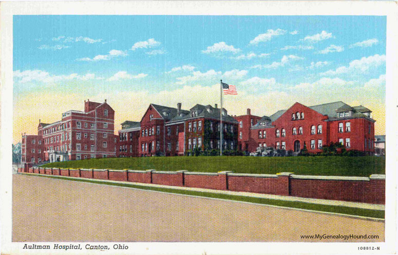 Canton, Ohio, Aultman Hospital, vintage postcard photo