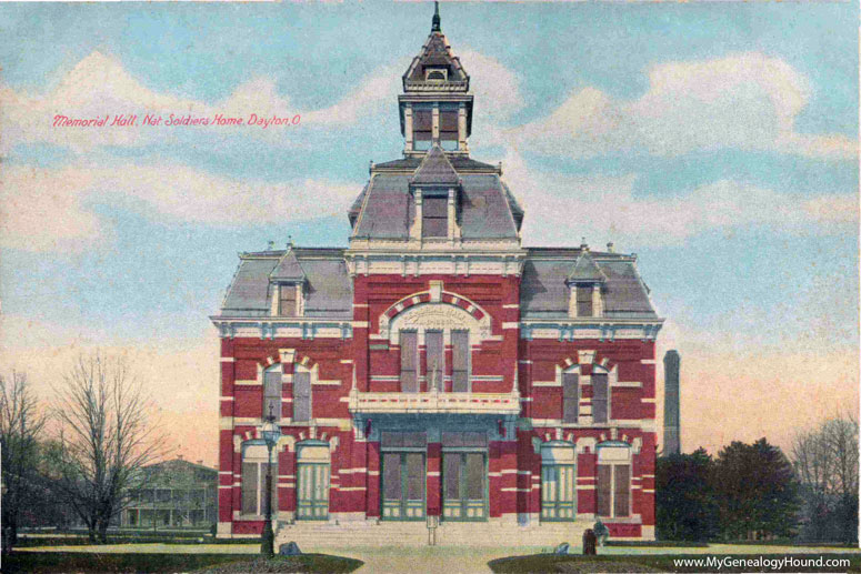 Dayton, Ohio, National Soldiers Home, Memorial Hall, vintage postcard photo