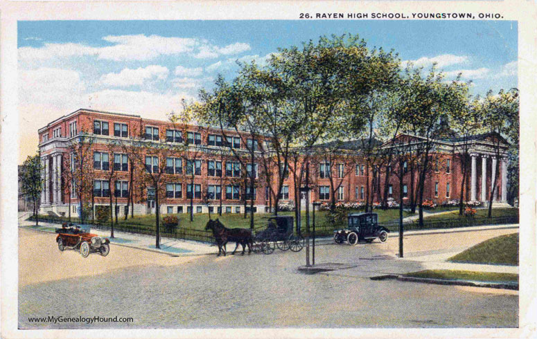 Youngstown, Ohio, Rayen High School, vintage postcard photo