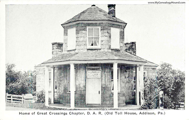 Addison, Pennsylvania, Old Toll House, Home of Great Crossings Chapter D. A. R., vintage postcard photo