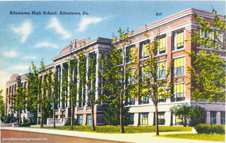 Allentown, Pennsylvania, Allentown High School, vintage postcard photo, newer building
