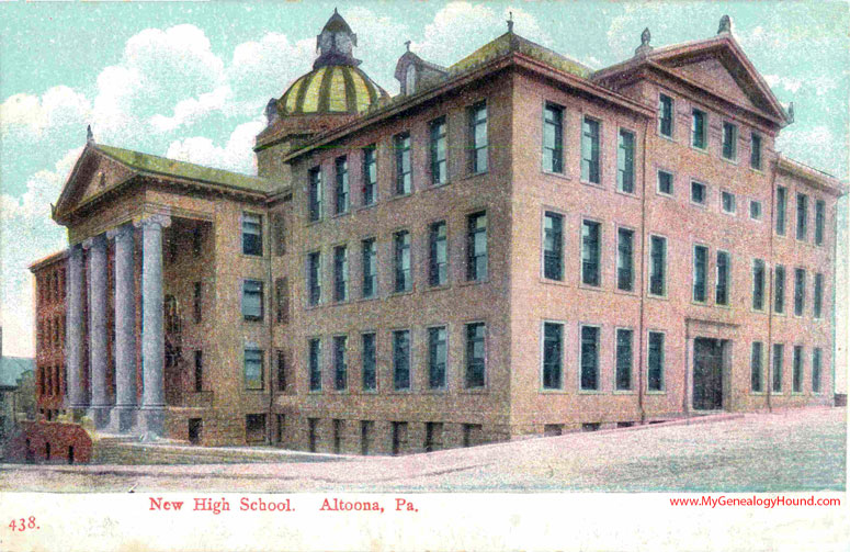 Altoona, Pennsylvania, High School, vintage postcard photo, second view