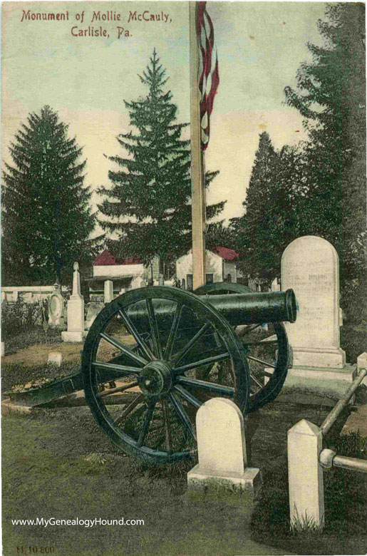 Carlisle, Pennsylvania, Monument of Mary Ludwig Hays McCauley "Molly Pitcher", vintage postcard, historic photo