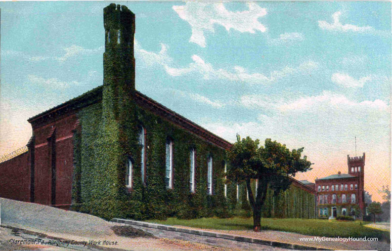 Claremont, Pennsylvania, Allegheny County Work House, vintage postcard photo