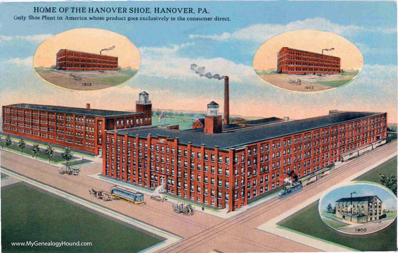 Hanover, Pennsylvania, Home of the Hanover Shoe, vintage postcard photo