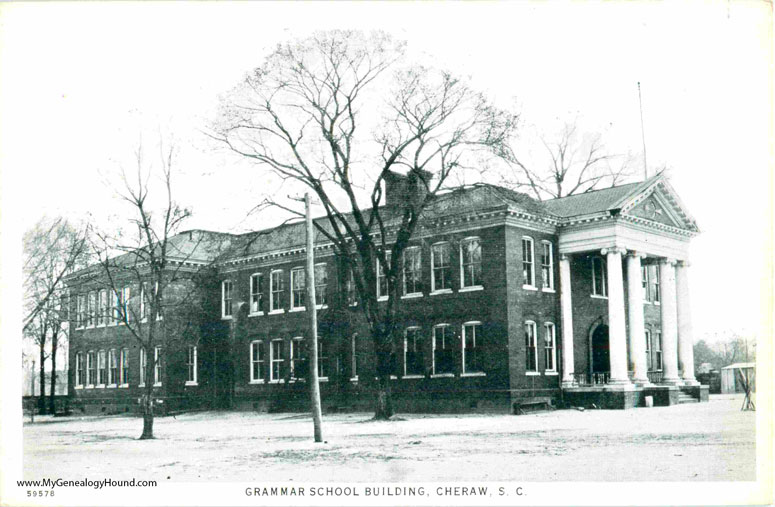 Cheraw, South Carolina, Grammar School Building, vintage postcard, historic photo