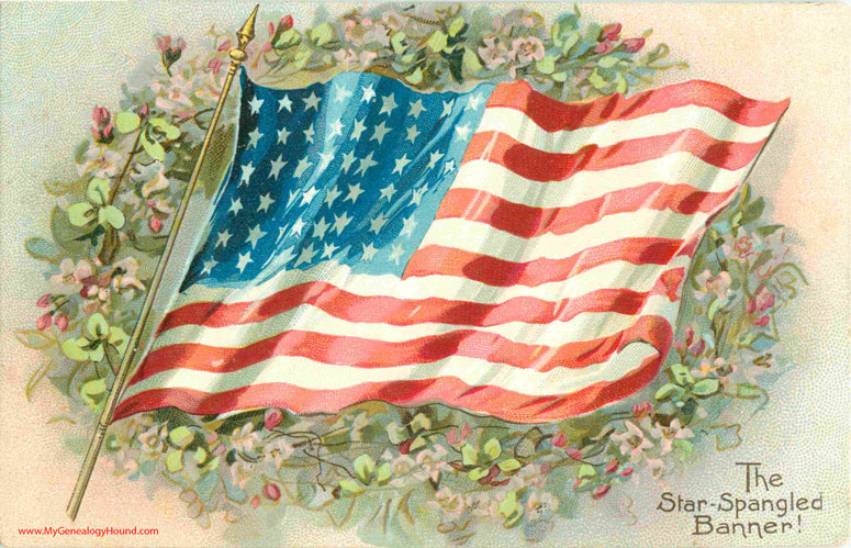 Star Spangled Banner - Independence Day - vintage postcard