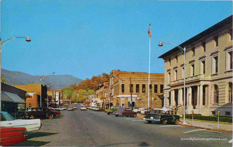 Big Stone Gap, Virginia, Wood Avenue, Main Business Street, vintage postcard photo