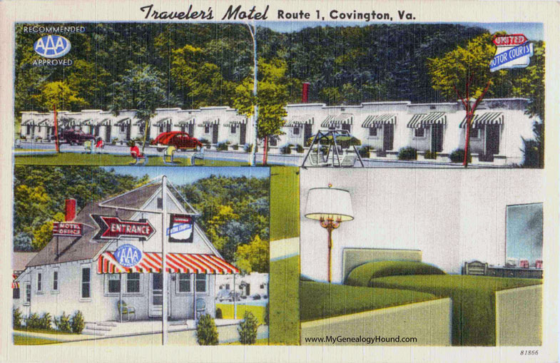 Covington, Virginia, Traveler's Motel, vintage postcard photo