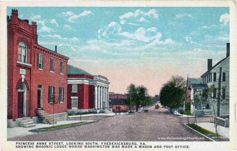 Fredericksburg, Virginia, Princess Anne Street, looking South, vintage postcard photo