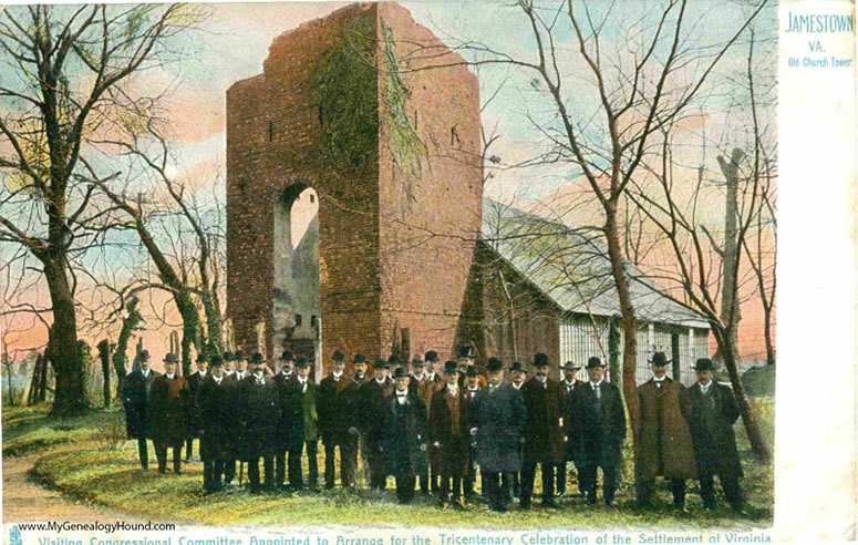 Church Tower ruins, Jamestown, Virginia picturing the Visiting Congressional Committee Appointed to Arrange for the Tricentenary Celebration of the Settlement of Virginia Church Tower ruins, Jamestown, Virginia picturing the Visiting Congressional Committee Appointed to Arrange for the Tricentenary Celebration of the Settlement of Virginia