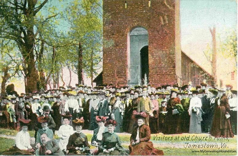 Visitors at old Church ruins, Jamestown, Virginia Visitors at old Church ruins, Jamestown, Virginia