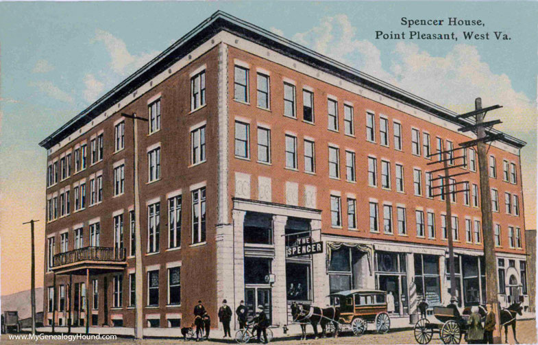 Point Pleasant, West Virginia, Spencer House, vintage postcard photo