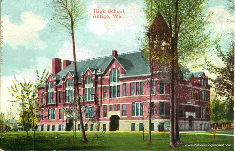 1920s WI hometown Antigo High School Wisconsin vintage postcard home state decor alumni gift